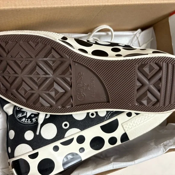 Converse Black and White Polka Dot High-Top Sneakers - Picture 3 of 4